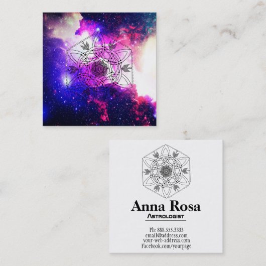 *~ * Celtic Boho Aztec Nebula Tribal Galaxy Vierkante Visitekaartje (Voorkant / Achterkant)