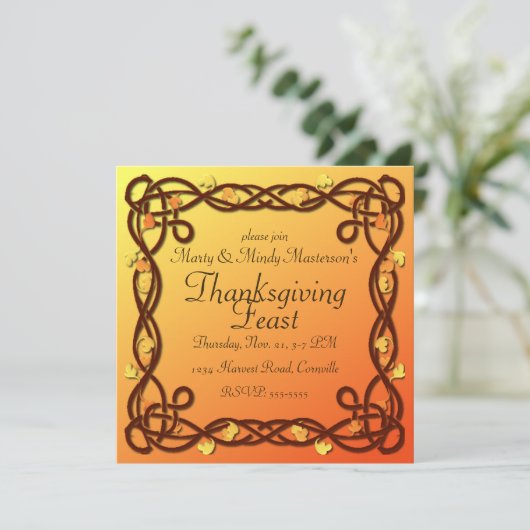 Celtic Border Thanksgiving Dinner Party Kaart (Staand voorkant)