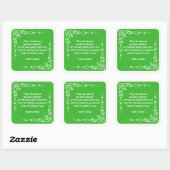 Celtic Braid - White en Green Irish Blessing (#1) Vierkante Sticker (Vel)