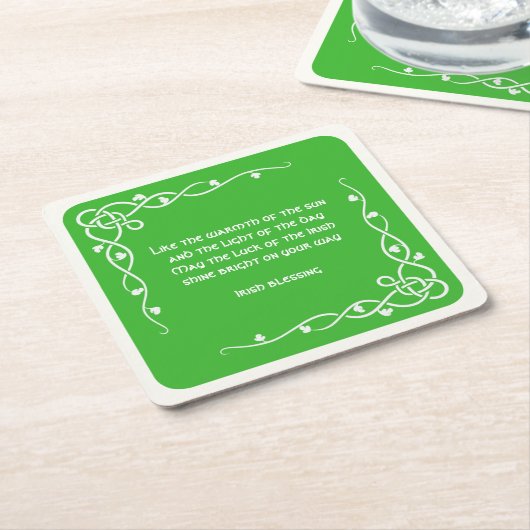 Celtic Braid - White en Green Irish Blessing (#2) Kartonnen Onderzetters (Schuin)