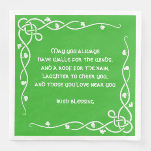 Celtic Braid - White en Green Irish Blessing #3 Servet