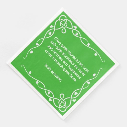 Celtic Braid - White en Green Irish Blessing #4 Servetten (Hoek)