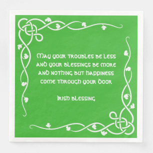 Celtic Braid - White en Green Irish Blessing #4 Servetten