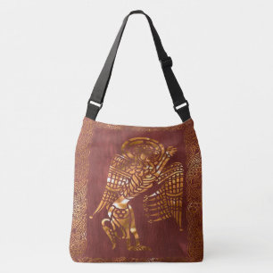 Celtic Brown Leather Tribal Crossbody Tas