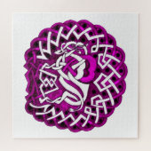 Celtic Buffalo/Bison gevlekt ontwerp in roze Legpuzzel (Horizontaal)