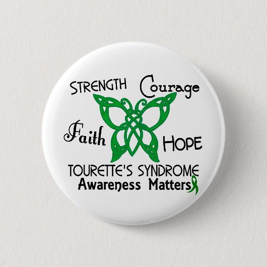 Celtic Butterfly 3 Tourette's Syndrome Ronde Button 5,7 Cm (Voorkant)