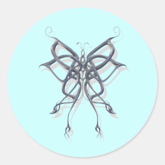 Celtic Butterfly Metal Ronde Sticker (Voorkant)
