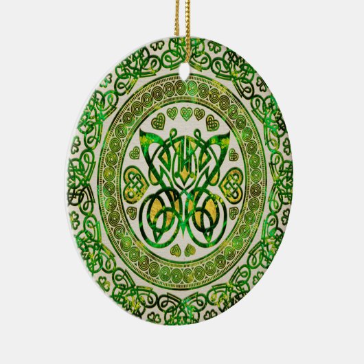Celtic Butterfly - Ronde Ornament - Groen en goud (Rechts)