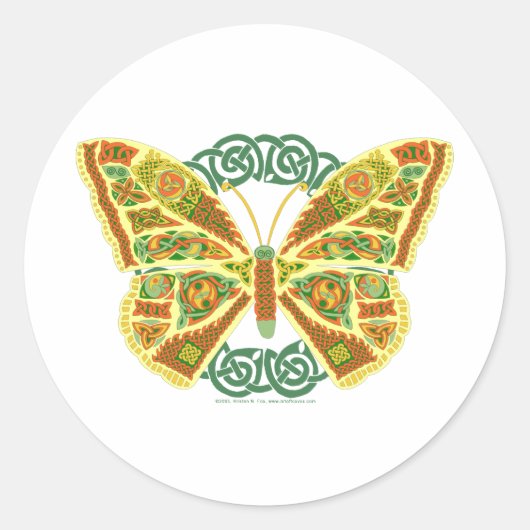 Celtic Butterfly Ronde Sticker (Voorkant)