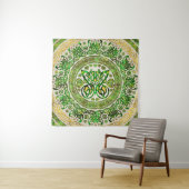 Celtic Butterfly - Round Ornament - Green and gold Wandkleed (In situ)