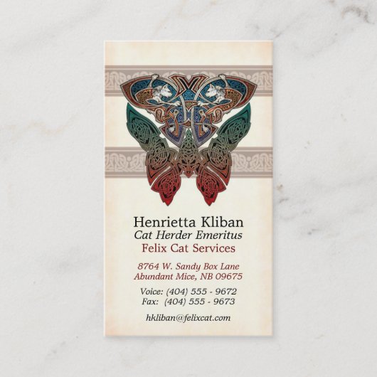 Celtic Cats Design Visitekaartjes (Voorkant)