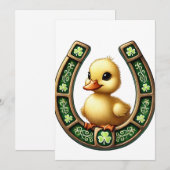 Celtic Charm: Duckling op een Hoefijzer-uitnodigin Kaart (Voorkant / Achterkant)