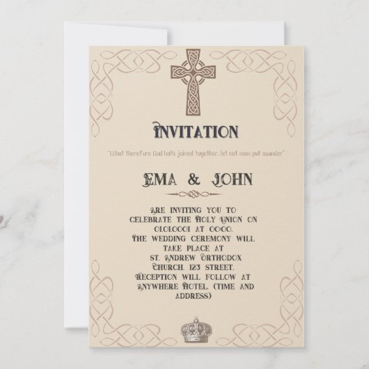 Celtic Christian Wedding Invitation Kaart (Voorkant)