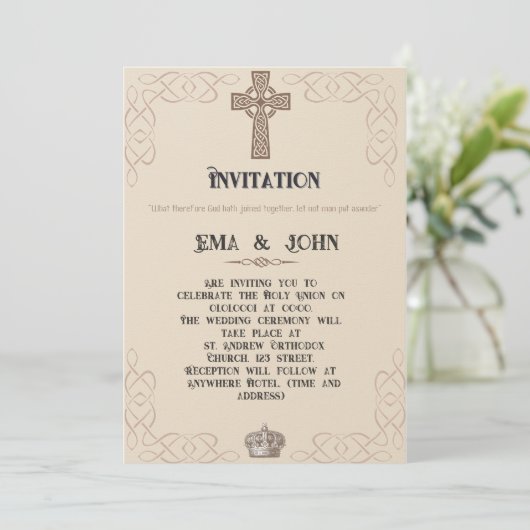 Celtic Christian Wedding Invitation Kaart (Staand voorkant)