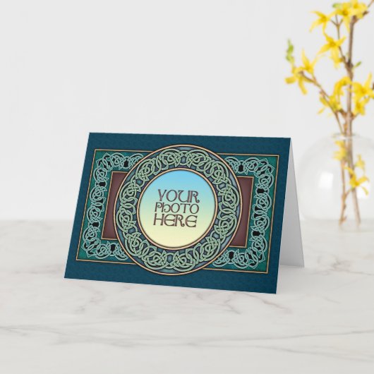 Celtic Circle Border Photo Lijst Wenskaart Kaart (Gele Bloem)