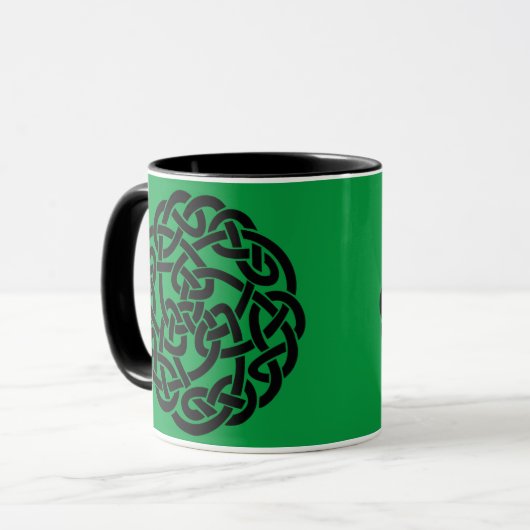 Celtic Circle Iers Groen en Zwart Mok (Voorkant links)