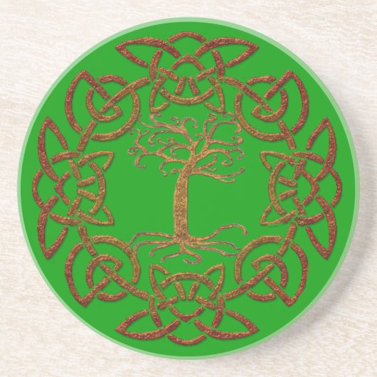 Celtic Circle & Tree Irish-stijl Drinken Onderzett Zandsteen Onderzetter (Voorkant)