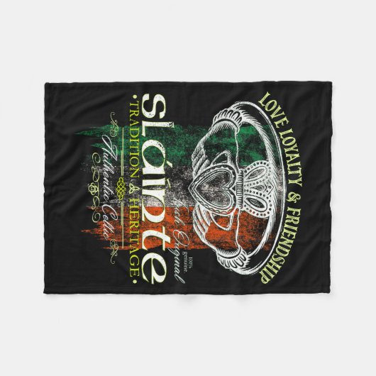 Celtic Claddagh Slainte Nge Irish Flag St. Patrick Fleece Deken (Voorkant (Horizontaal))