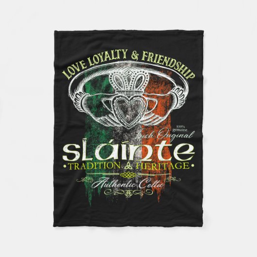 Celtic Claddagh Slainte Nge Irish Flag St. Patrick Fleece Deken (Voorkant)