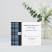 Celtic Clark Tartan Bruiloft RSVP Reactie (Staand voorkant)