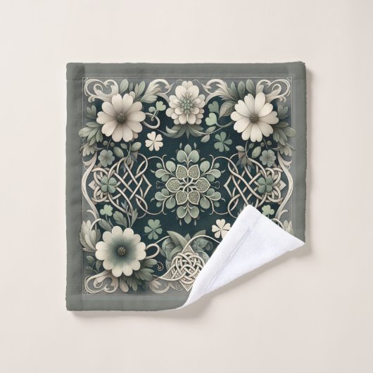 Celtic Clover Floral Charm Bad Handdoek (Wasdoekje)