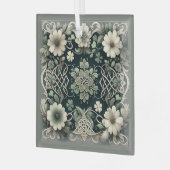 Celtic Clover Floral Charm Glas Ornament (Voorkant links)