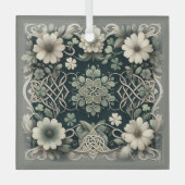 Celtic Clover Floral Charm Glas Ornament (Voorkant)