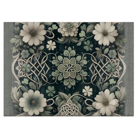 Celtic Clover Floral Charm Snijplank (Voorkant)