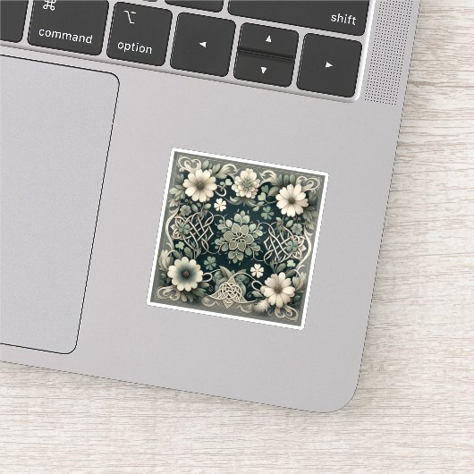 Celtic Clover Floral Charm Sticker (Detail)