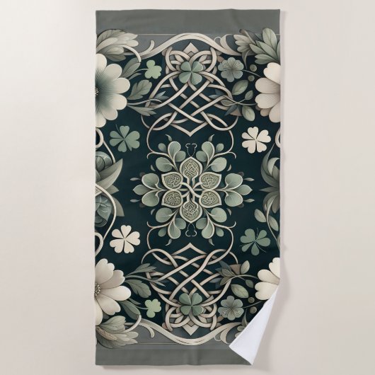 Celtic Clover Floral Charm Strandlaken (Voorkant)