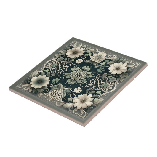 Celtic Clover Floral Charm Tegeltje (Zijkant)