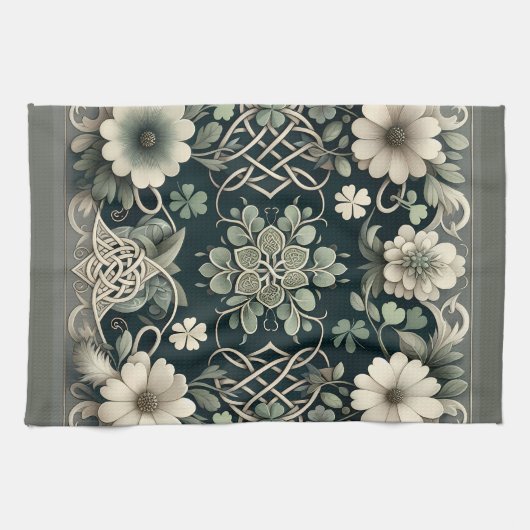 Celtic Clover Floral Charm Theedoek (Horizontaal)