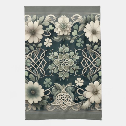 Celtic Clover Floral Charm Theedoek (Verticaal)