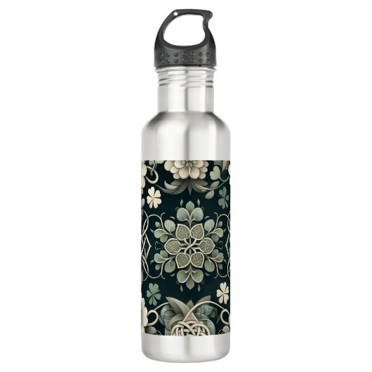 Celtic Clover Floral Charm Waterfles (Voorkant)