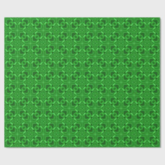 Celtic Clover  Green Fractal Kaleidoscope Cadeaupapier (Vlak)