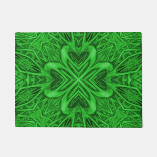 Celtic Clover Green Fractal Kaleidoscope Deurmat (Voorkant)