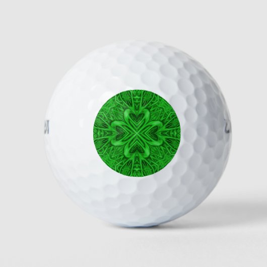 Celtic Clover  Green Fractal Kaleidoscope Golfballen (Voorkant)