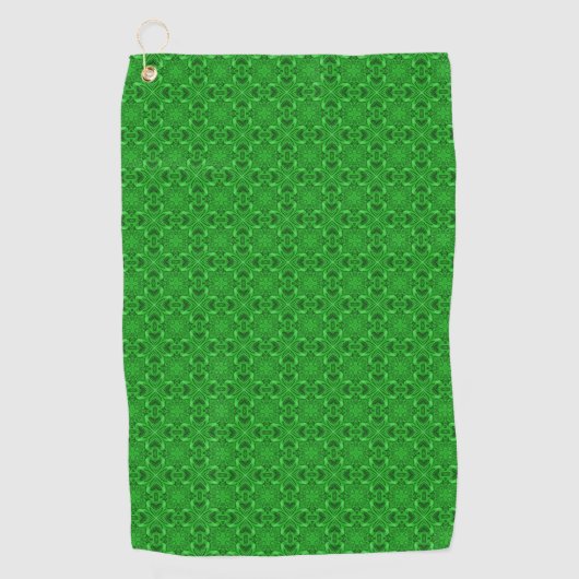 Celtic Clover  Green Fractal Kaleidoscope Golfhanddoek (Voorkant)
