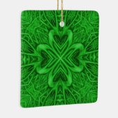 Celtic Clover  Green Fractal Kaleidoscope Keramisch Ornament (Rechts)