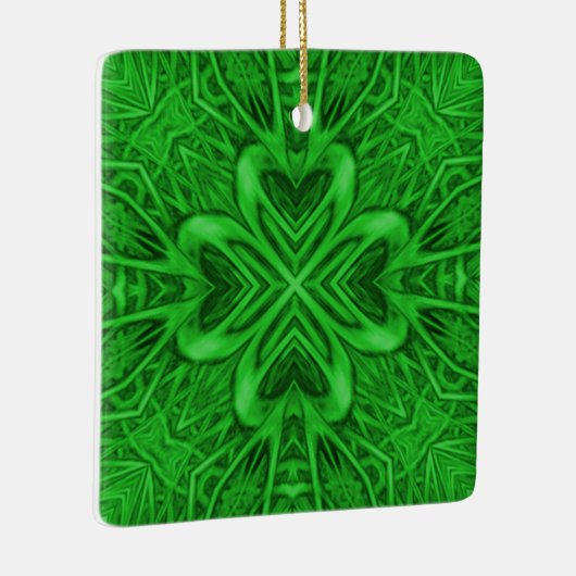 Celtic Clover  Green Fractal Kaleidoscope Keramisch Ornament (Rechts)