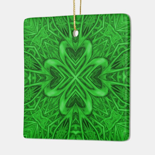 Celtic Clover  Green Fractal Kaleidoscope Keramisch Ornament (Links)