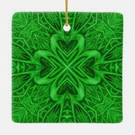Celtic Clover  Green Fractal Kaleidoscope Keramisch Ornament