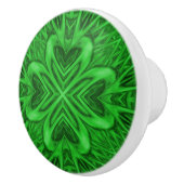 Celtic Clover  Green Fractal Kaleidoscope Keramische Knop (Rechts)