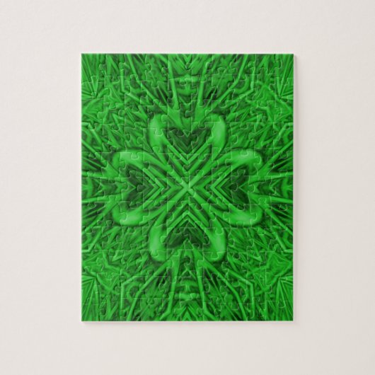 Celtic Clover Green Fractal Kaleidoscope Legpuzzel (Verticaal)