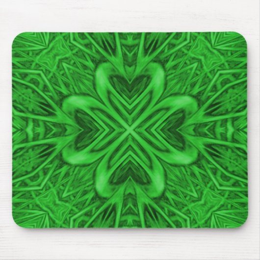 Celtic Clover  Green Fractal Kaleidoscope Muismat (Voorkant)