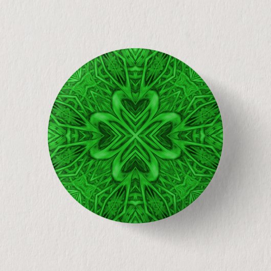 Celtic Clover  Green Fractal Kaleidoscope Ronde Button 3,2 Cm (Voorkant)