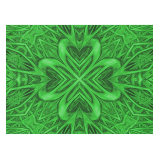 Celtic Clover  Green Fractal Kaleidoscope Tafelkleed (Voorkant (Horizontaal))