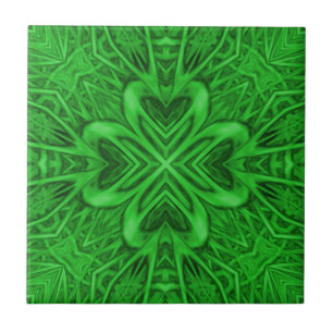 Celtic Clover  Green Fractal Kaleidoscope Tegeltje