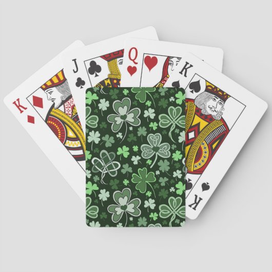 Celtic Clover Pattern Green Irish Hearts Pokerkaarten (Achterkant)