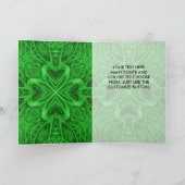 Celtic Clover Vintage Green Fractal Kaleidoscope Kaart (Binnen)